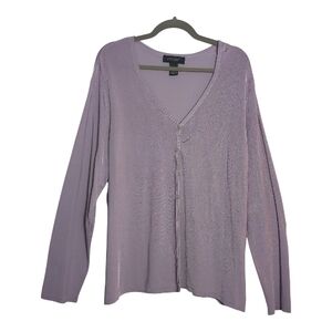 Lane Bryant 18W Lavender Knit Button Up V Neck Cardigan Soft Girl Cottagecore